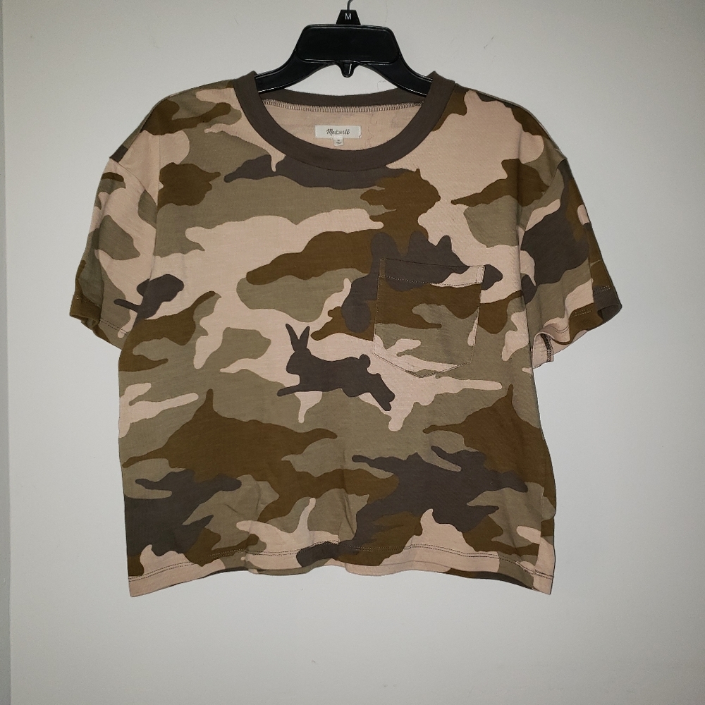 Madewell Camo Cropped Short Sleeve Top sz. M